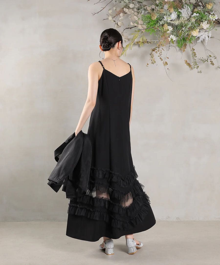 裾フリルキャミワンピース シアージャケット 2点セット ドレス