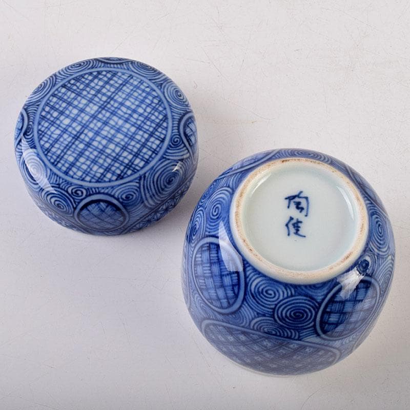 茶道具 陶佳造 染付 渦文 棗 共箱 V 8753