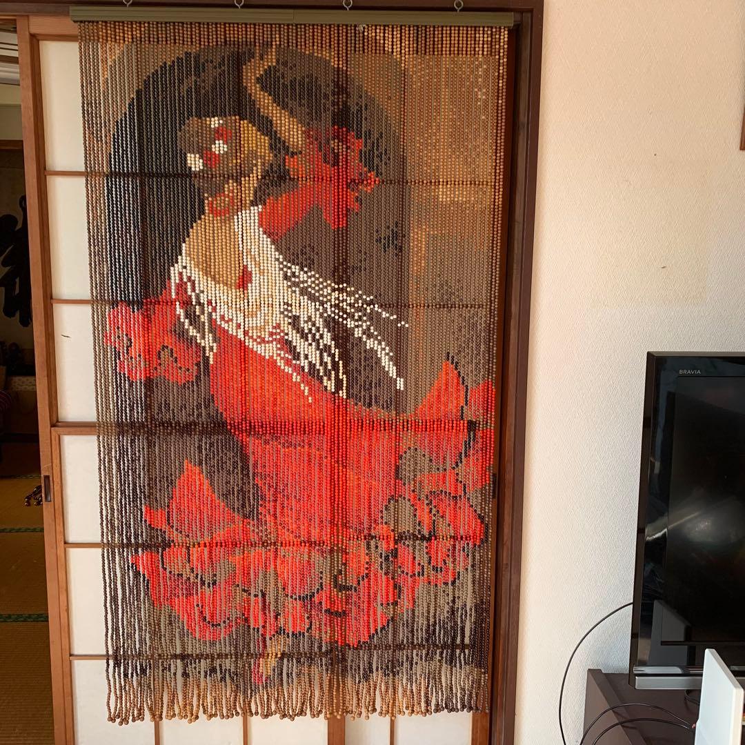 昭和レトロ ビーズのれん 85×150cm フラメンコダンサー ビーズカーテン