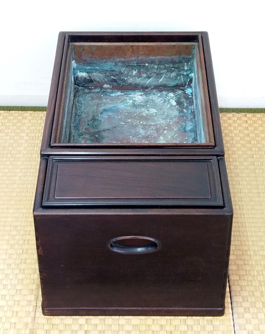 木製 唐木 紫檀 総無垢 長火鉢 関東火鉢 囲炉裏 五徳 灰付き 幅66cm 2026年