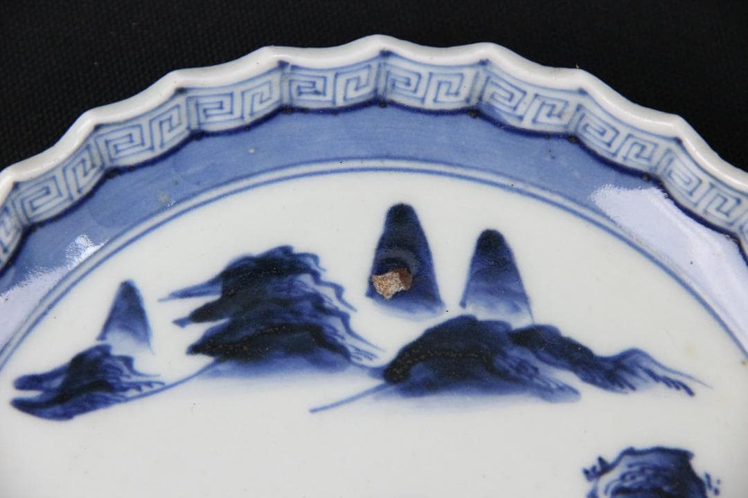 古伊万里 染付 山水図 五枚組 小皿 菓子皿 風景絵 江戸～明治