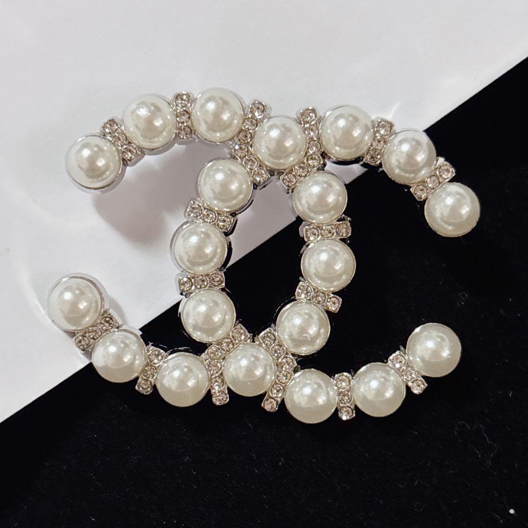 パール キラキラストーン シルバー ヴィンテージ ブローチ メンズ