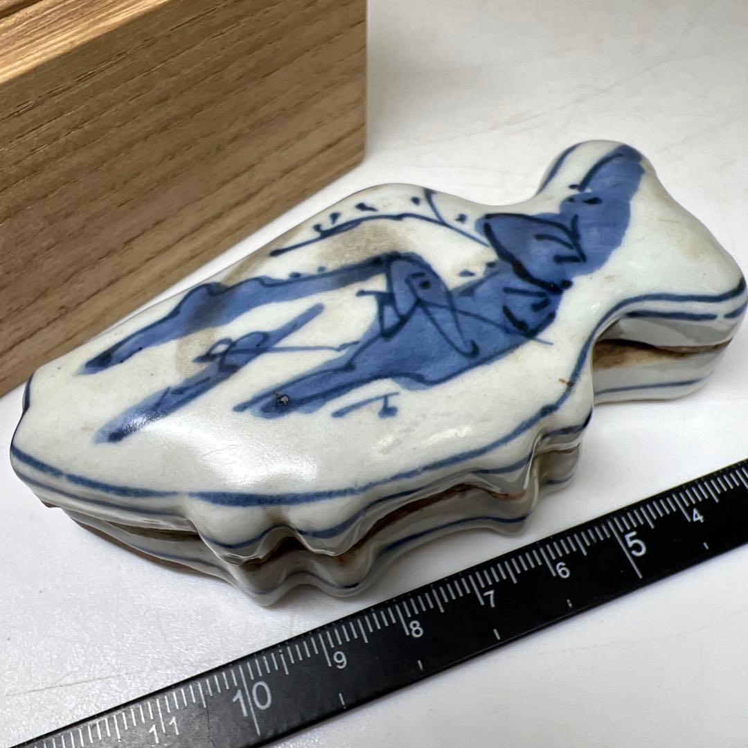 中国明時代 古染付魚文香合 木箱付 幅約9㎝ 東Y8-0203①タルサ - メルカリ