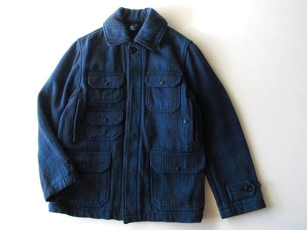 セール　OMNIGOD チェック ウールツイード ハンティングジャケット 2 青