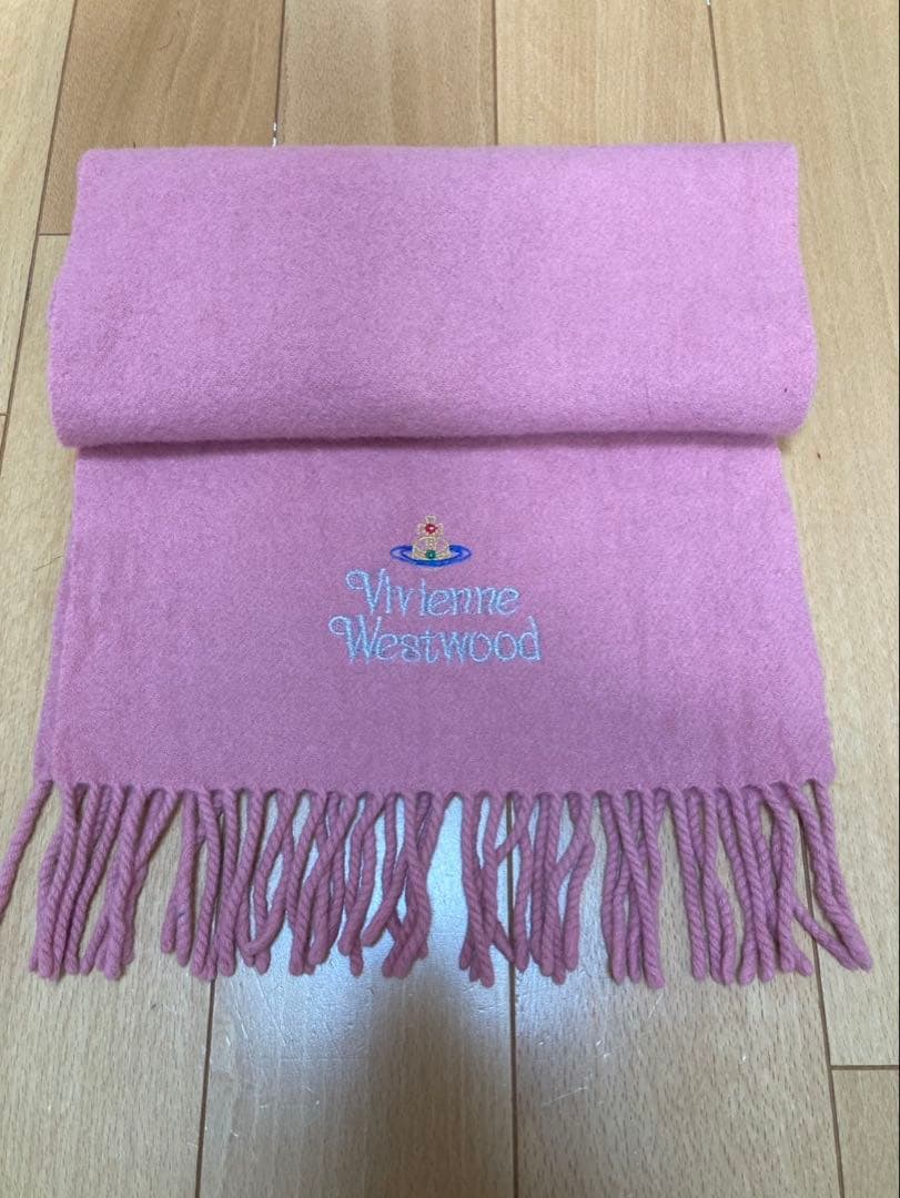 ヴィヴィアンウエストウッド リバーシブルウールマフラー ネイビー