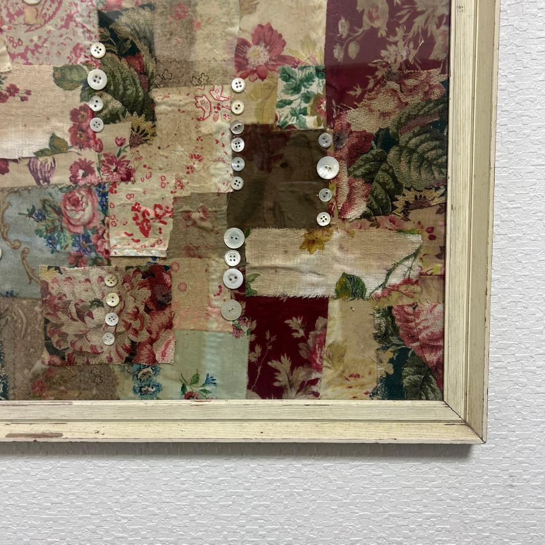 アンティーク パッチワーク額装 シャビー コラージュ 壁掛け 壁飾り
