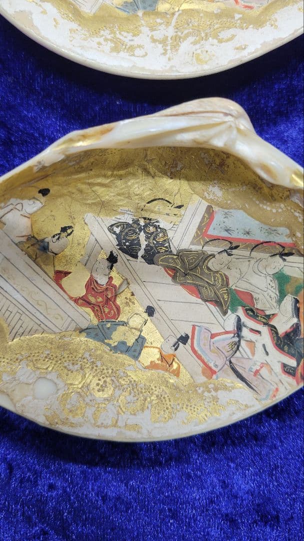 大きめ 江戸時代 貝合わせ 貝合せ 雛人形 蒔絵 ⑧金箔 源氏物語 郷土