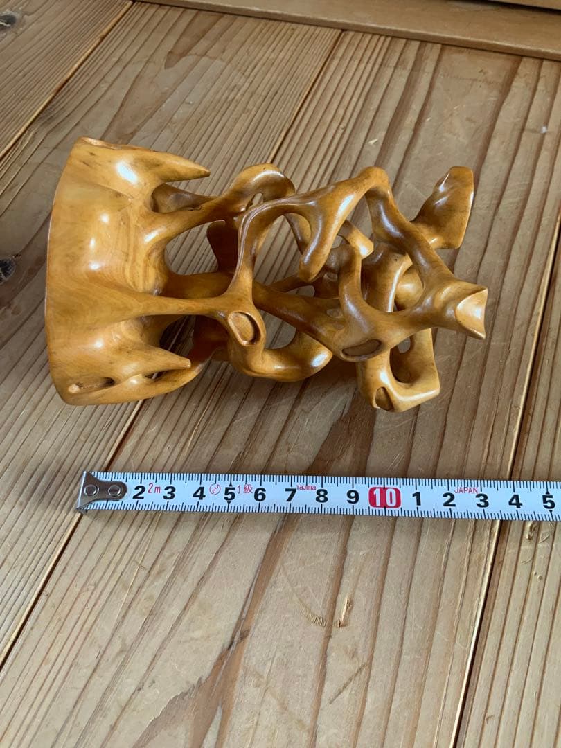 黄楊花台 天然彫り 木彫花台 盆栽花台 根木台