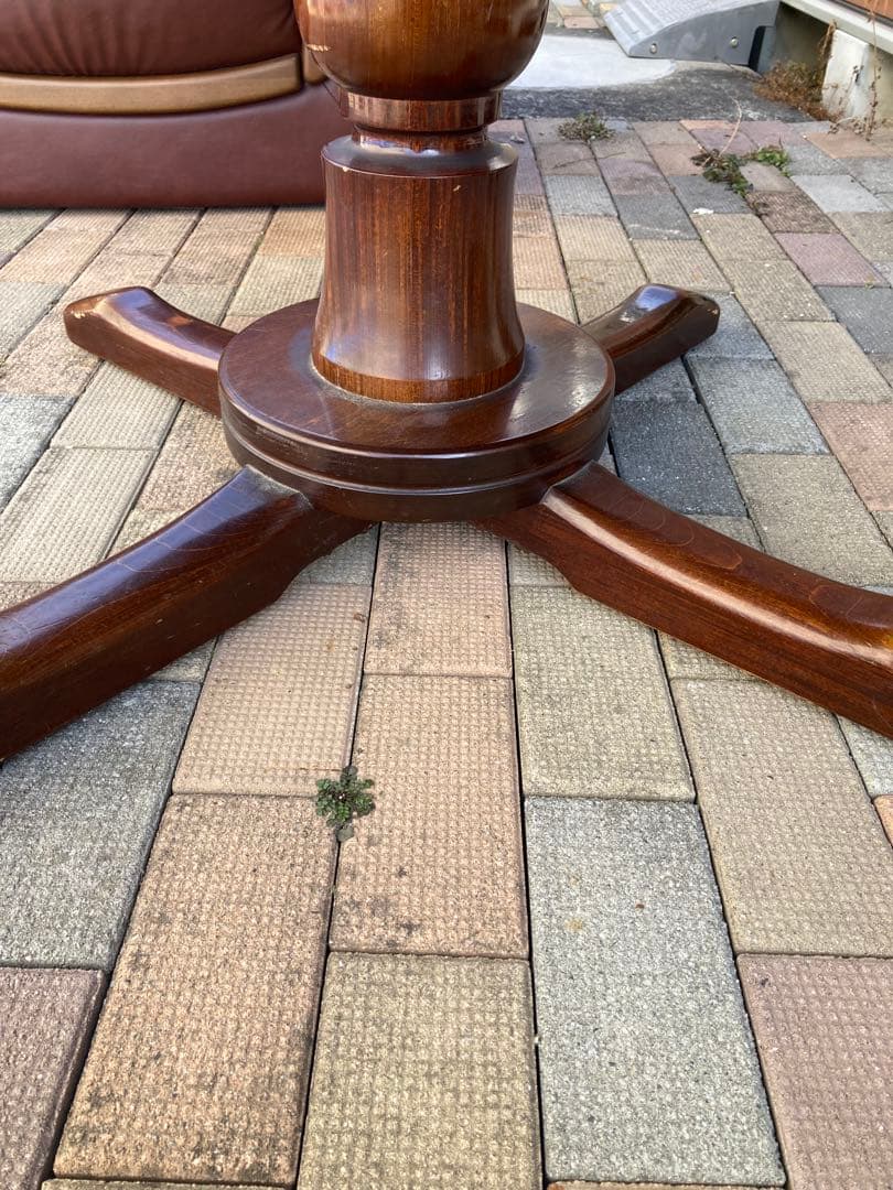 アンティーク　螺鈿ダイニングテーブル　正方形　一本脚　850×850