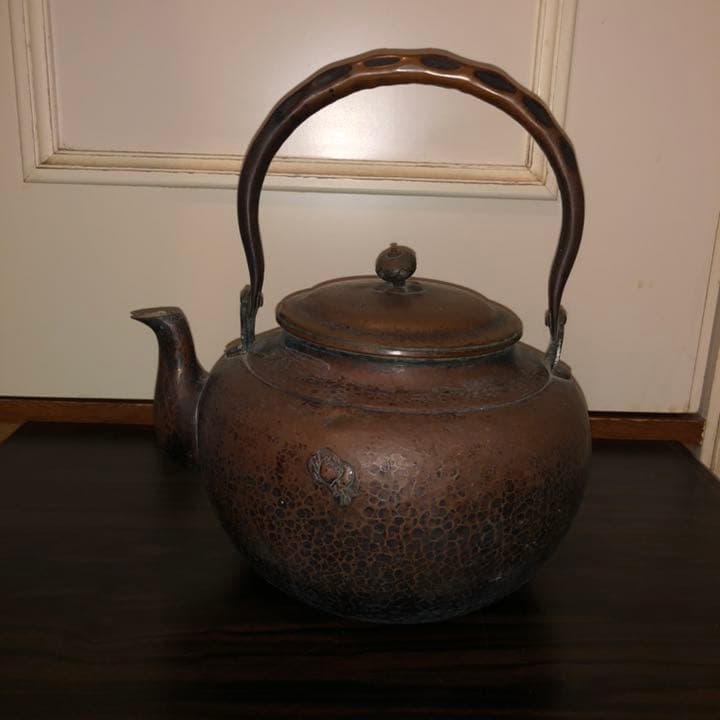 山川堂 造 鎚起銅製 蟹図 湯沸し 銅瓶 やかん 銅打ち出し 薬缶 水注