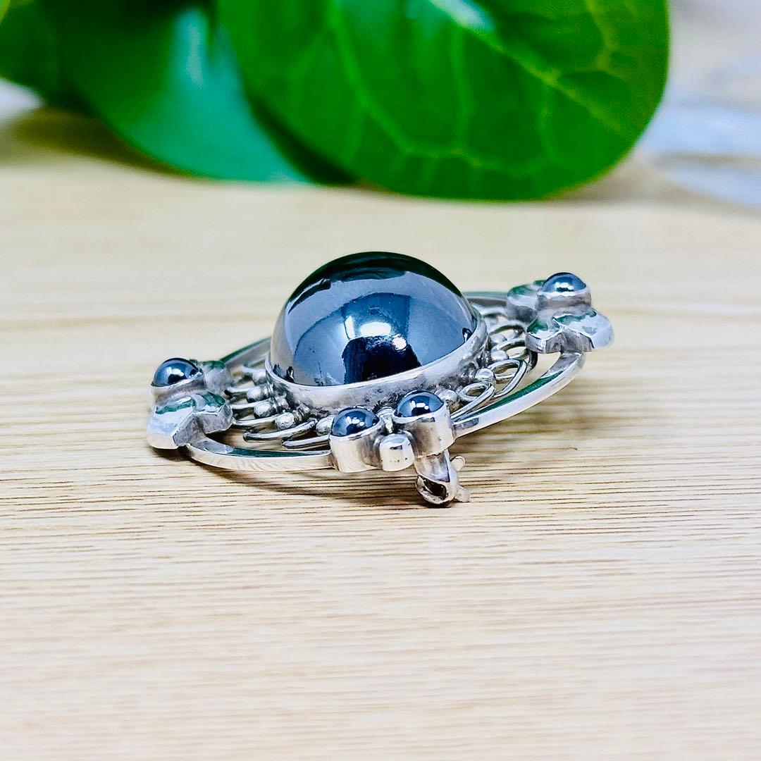 GEORG JENSEN 91 ヘマタイト シルバー ブローチ 925S