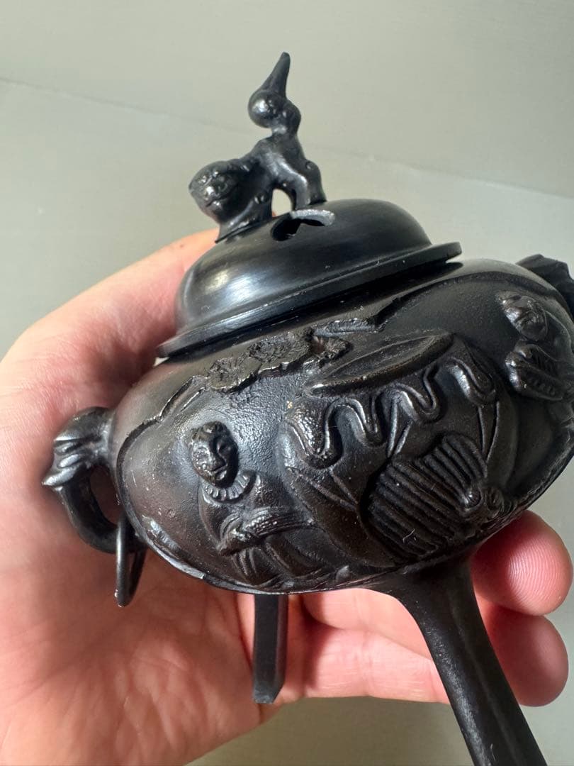 2405 銅製 三足 獅子 香炉