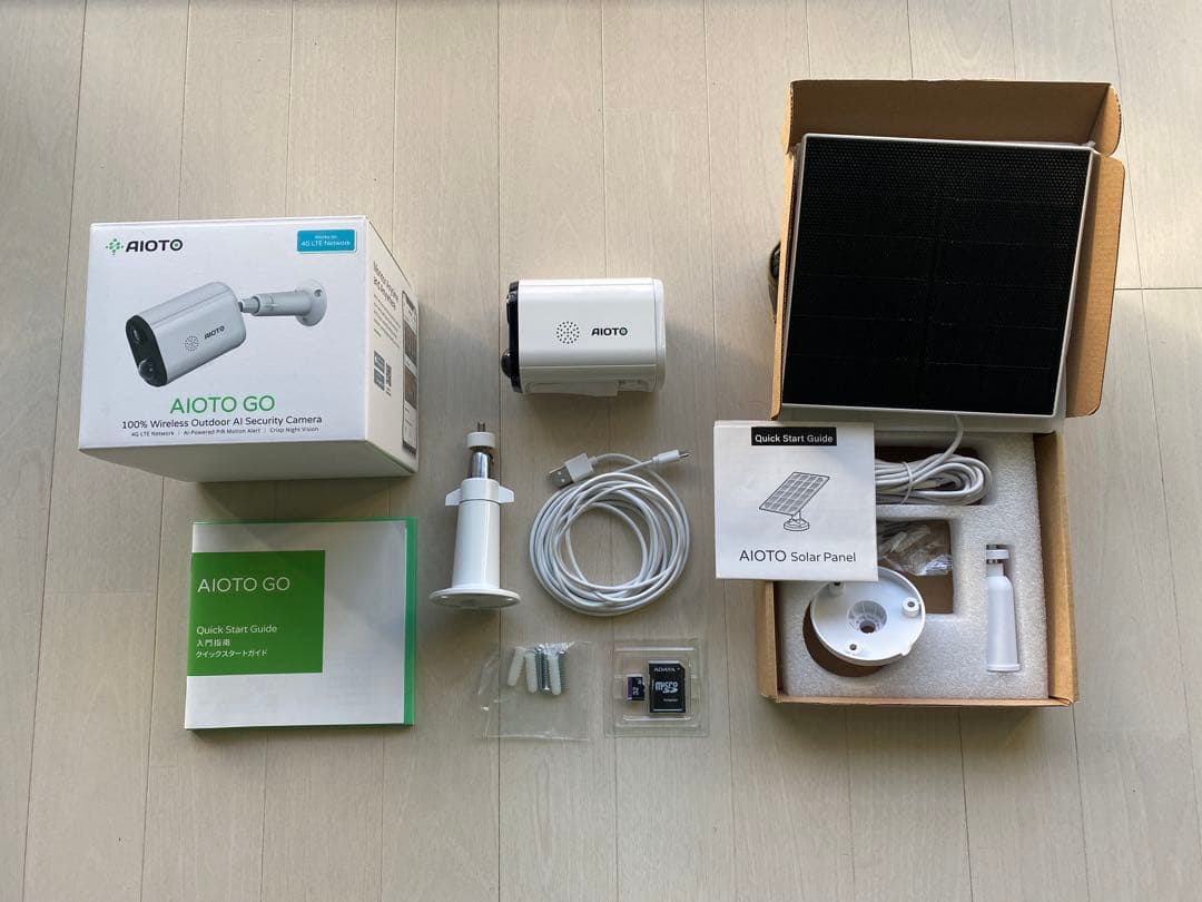 AIOTO go 防犯カメラ ナイトビジョン 4G LTE 超軽量！ Wi-Fiがなくても使える！ソーラー充電！屋外使用可能な最も