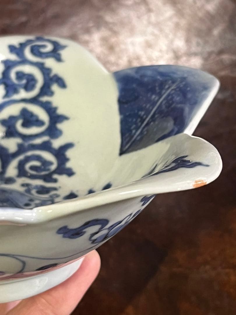 古伊万里 蝶 唐草 無傷完品 蛸唐草 花唐草 藍九谷 柿右衛門