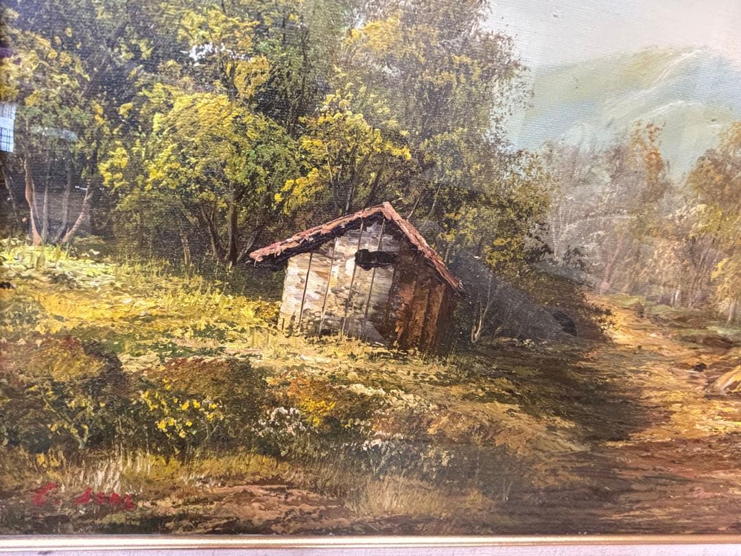 大作 油絵 『小川』 浅井忠？