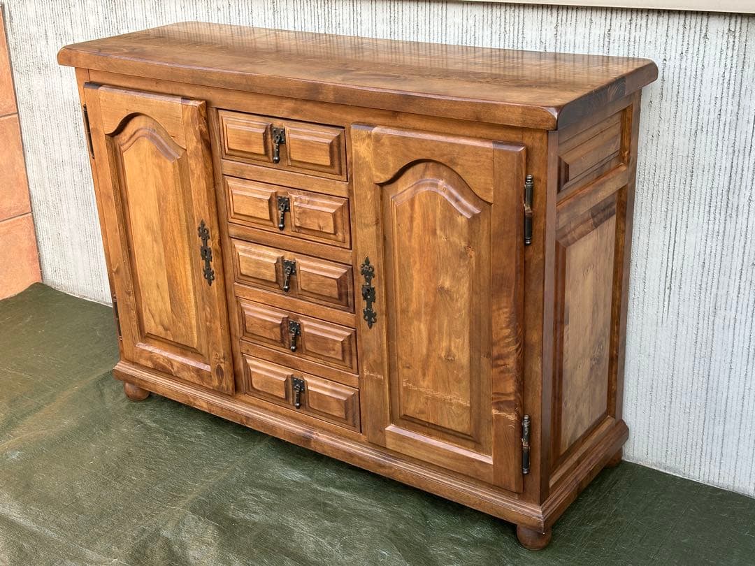 ブラウン木製キャビネット 中型 3引き出し リビング収納