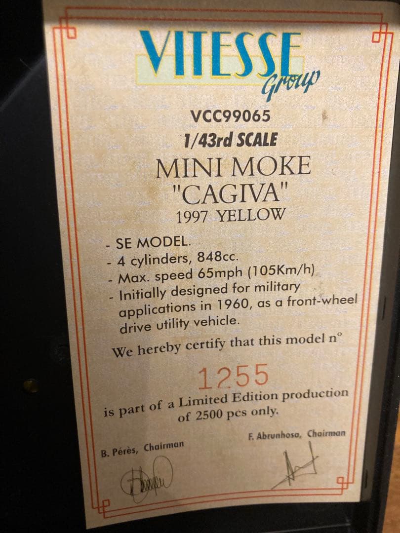 希少　Vitesse MINI MOKE \"CAGIVA\" 1997 イエロー