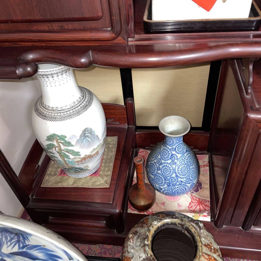 飾り棚 違い棚 茶棚 煎茶棚 茶箪笥 収納棚 唐木 黒檀？ 紫檀？ 無垢 家具