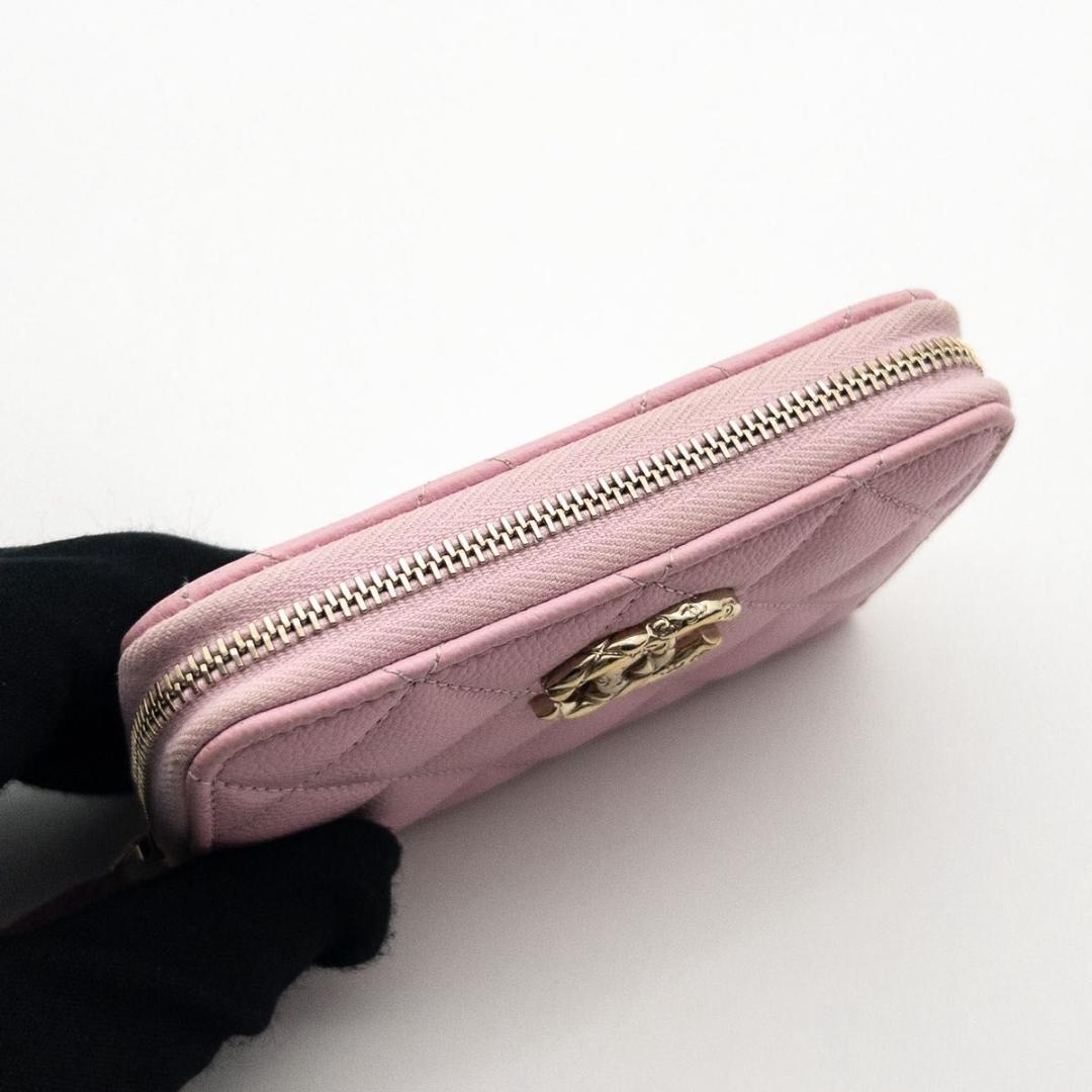【極美品】CHANEL マトラッセ　コンパクトウォレット　キャビアスキン　ピンク