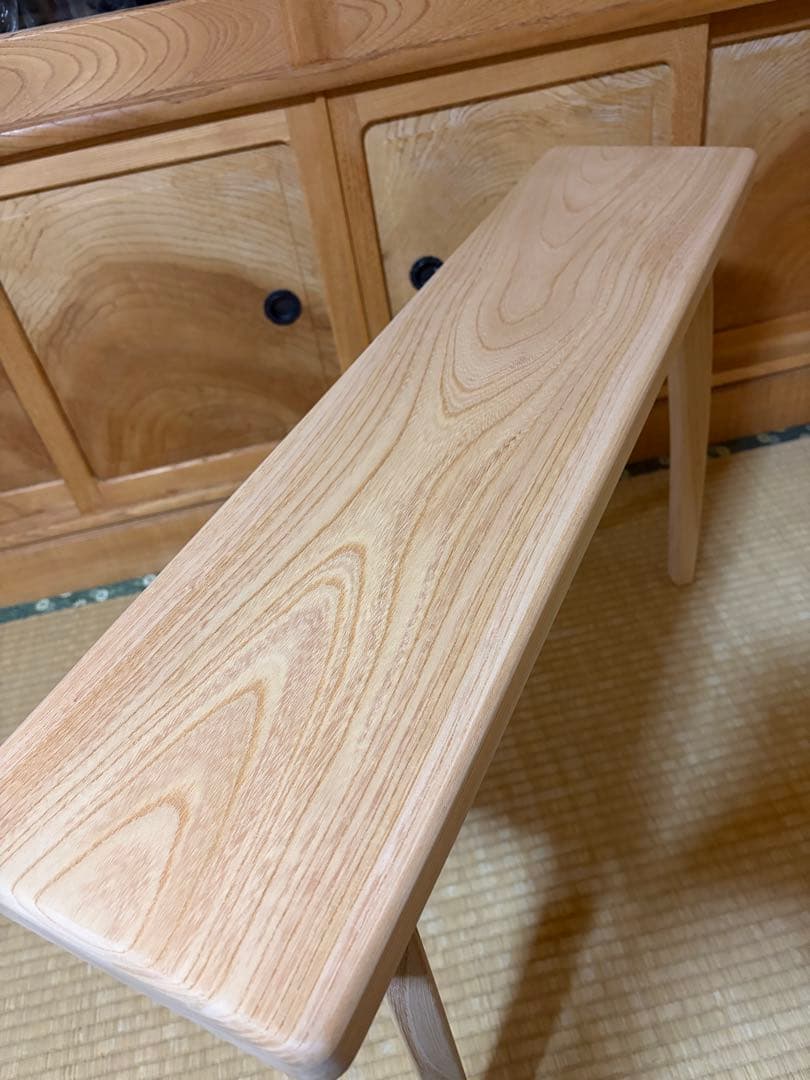 1336建具屋58年のおじいさんの手作り木製サイドテーブル、イス、スツール