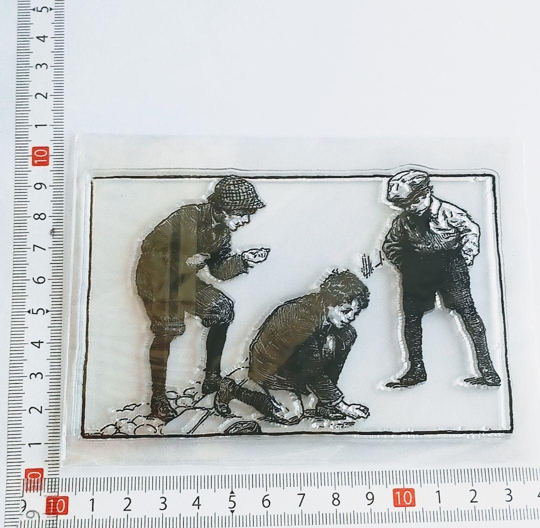 403)✺SALE✺クリアスタンプ アンティーク 夢中で遊ぶ少年たち 小さめ