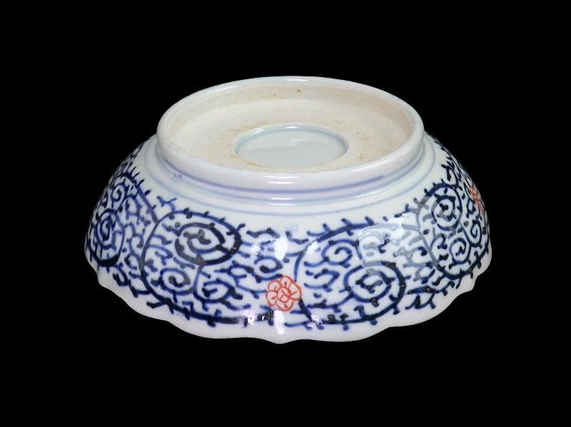 古伊万里 金襴手 兎に花の図 膾皿 2客 B338AS-CVa