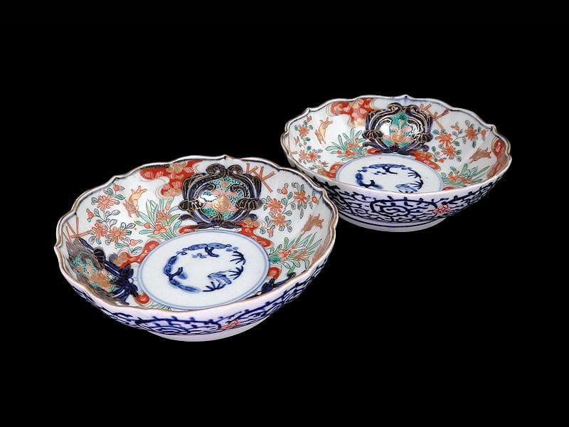 古伊万里 金襴手 兎に花の図 膾皿 2客 B338AS-CVaの通販はau PAY