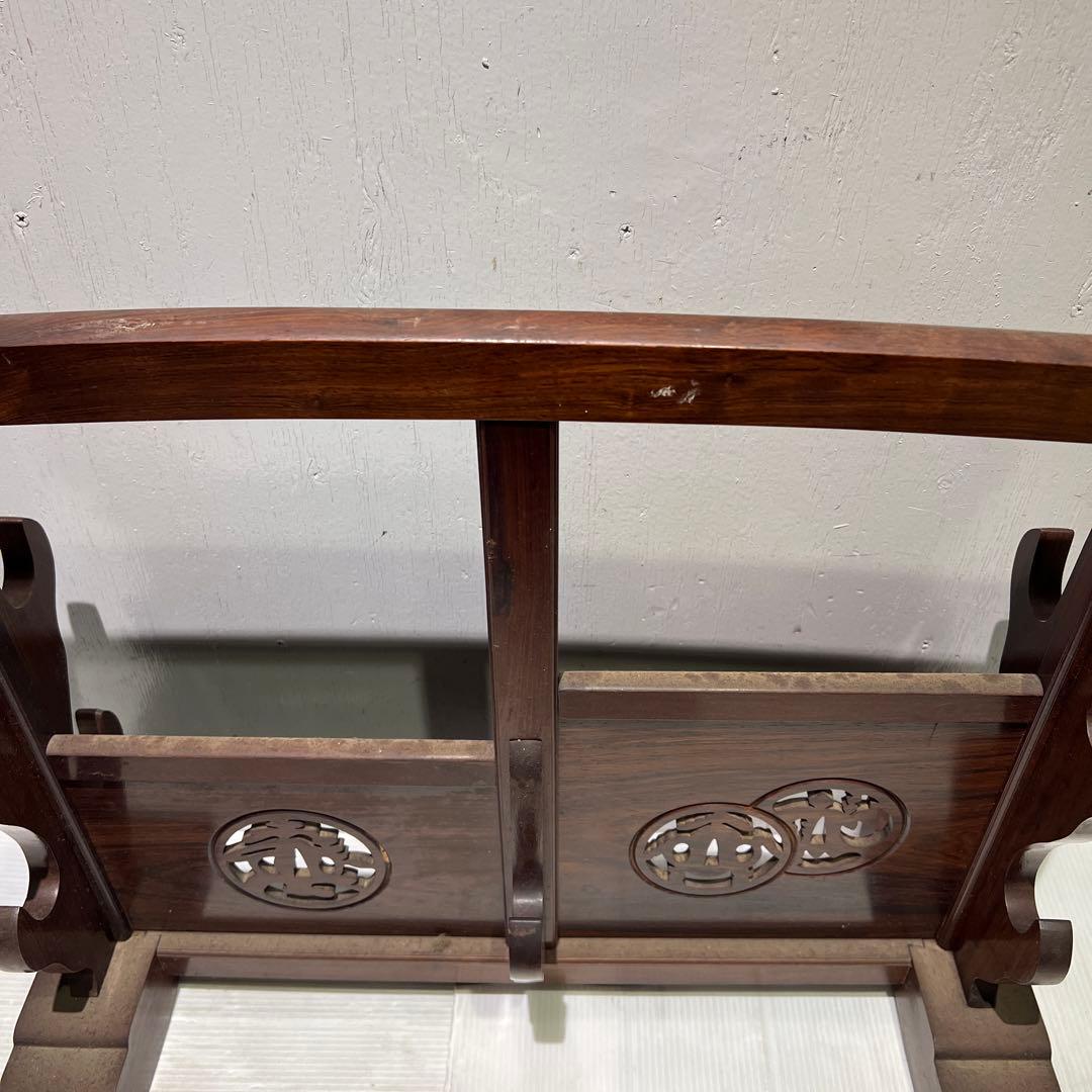 刀掛け/透かし彫り/彫刻/ダークブラウン/骨董品/4振刀掛け