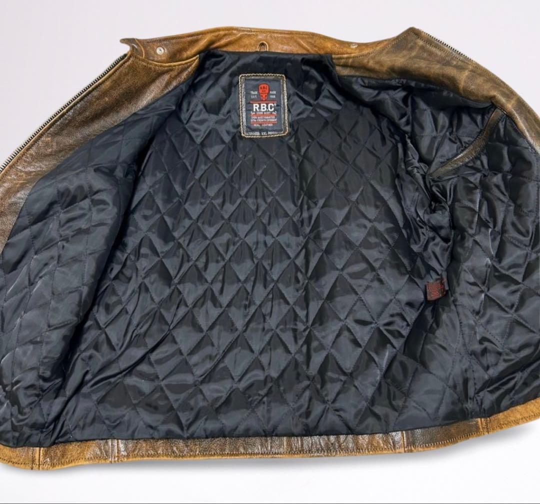 卸売りファッション - R.B.C 本革シングルライダース ブラウン XXL