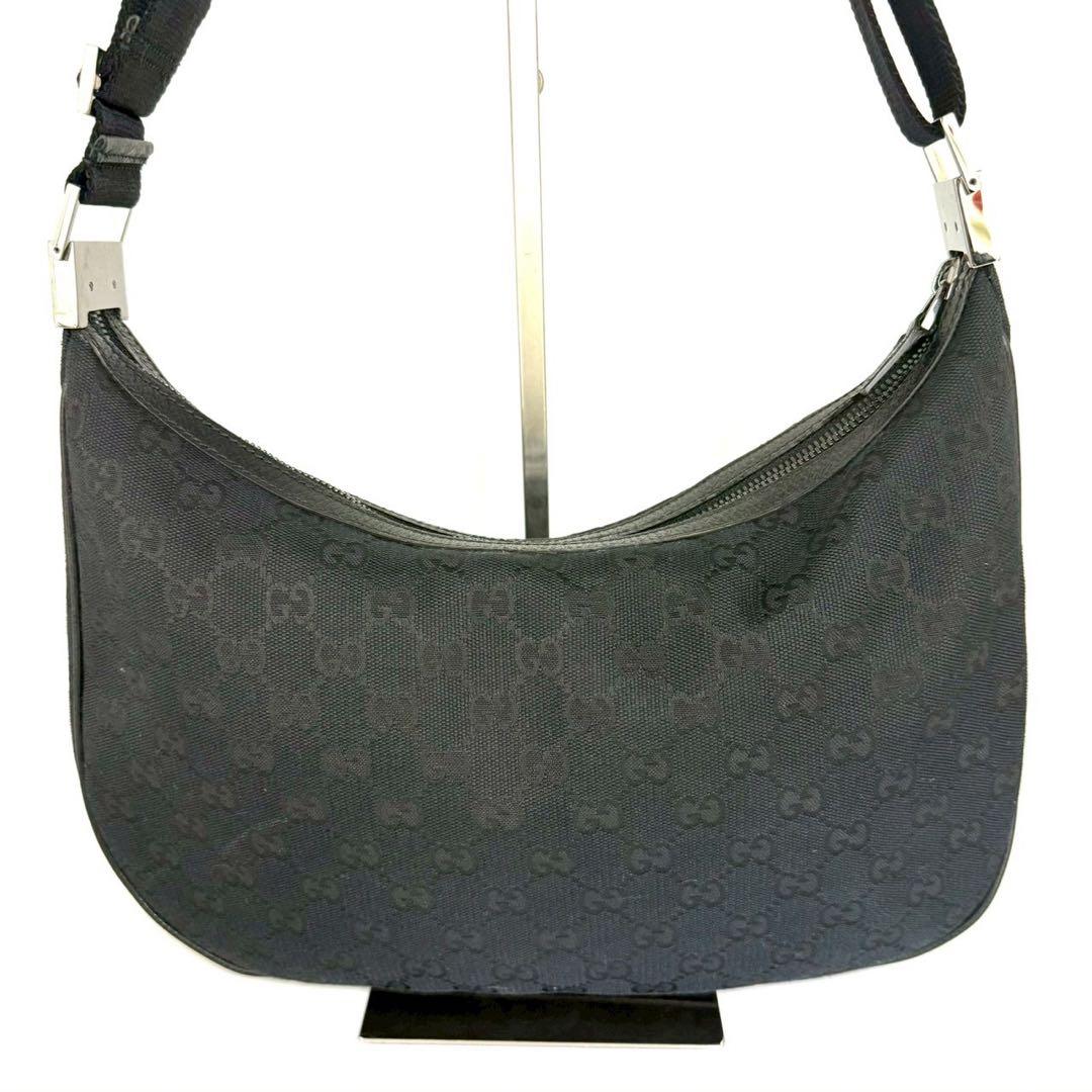 グッチ ショルダーバッグ GGキャンバス GG柄 ブラックレザー 黒色