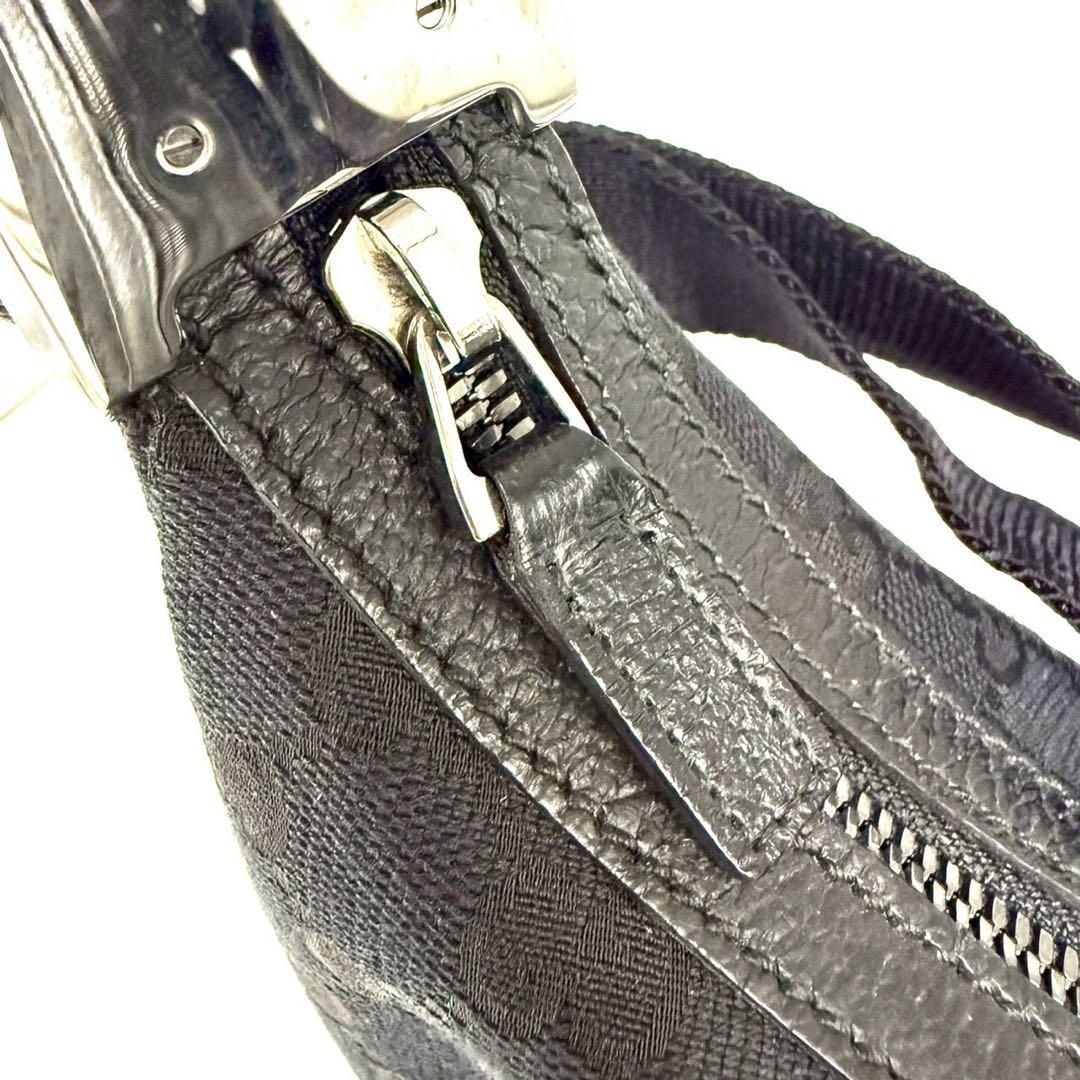 グッチ ショルダーバッグ GGキャンバス GG柄 ブラックレザー 黒色