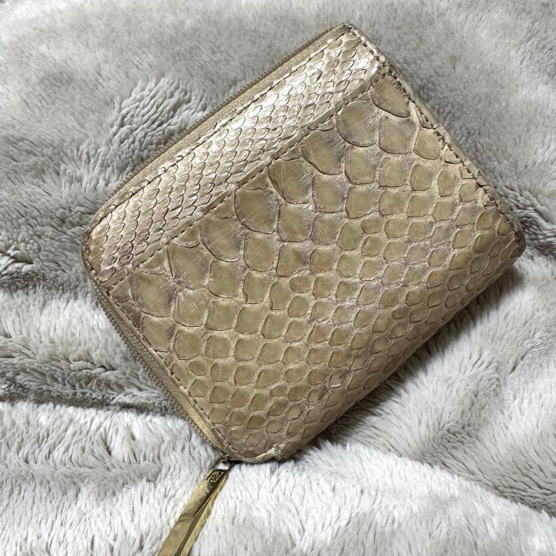 ATAO アタオ　ミリモ　折り財布　ゴールド金具　パイソン箔