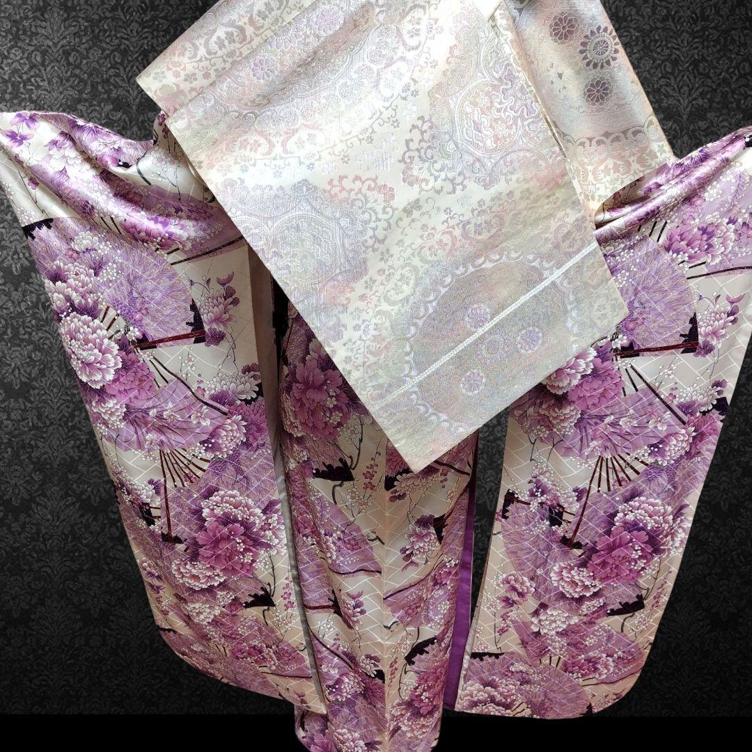 振袖フルセット(9点)・成人式・くすみ・紫・ピンク・金彩加工・胴裏