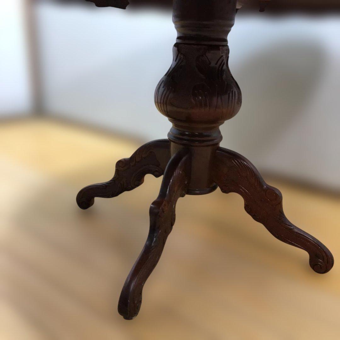 送料無料 ヨーロピアン調 象嵌装飾 丸テーブル ダイニングテーブル251127