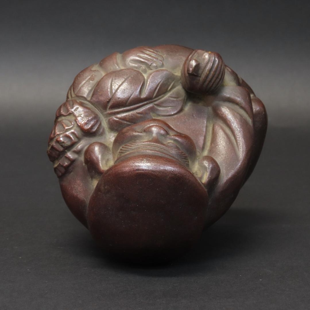 ⭕400 江戸時代末期 備前焼 鯛を持つ恵比寿様 大根を持つ大黒様 高