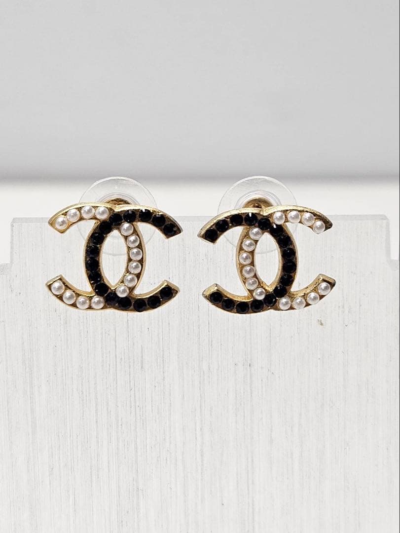 CHANEL シャネル 03C ココマークパールラインストーンピアス両耳