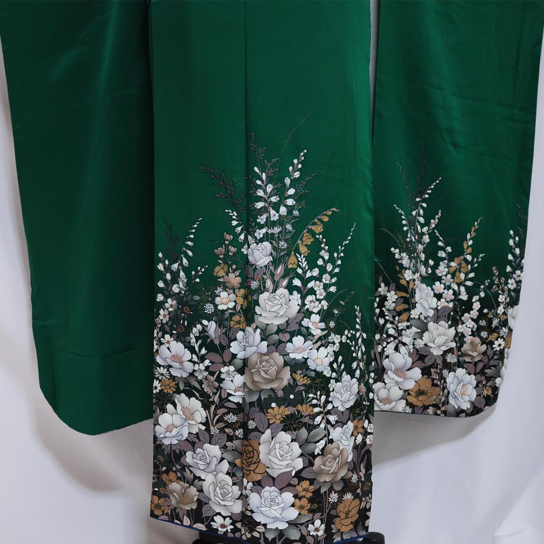 艶VINTAGE□緑白□振袖6点セット163cm帯黒新品フルセット