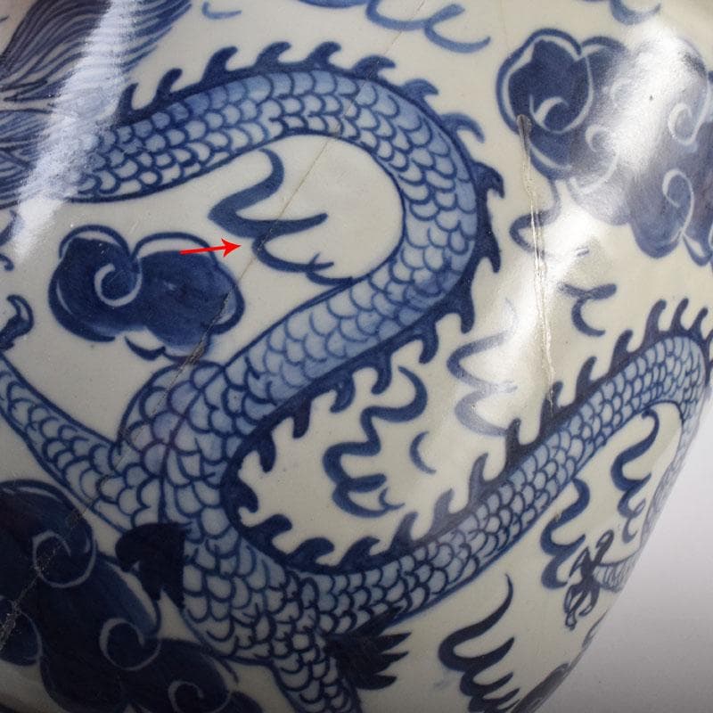 中国　青花　雲龍文鉢　植木鉢　盆栽鉢　N　7768C