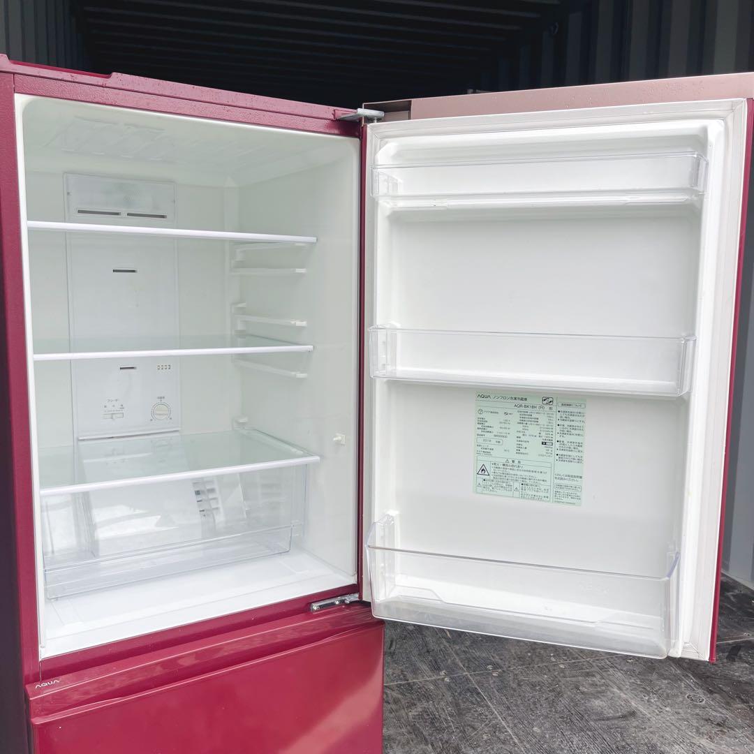58取付無料！高性能AQUAルビーレッド大きめ184L冷蔵庫！洗濯機