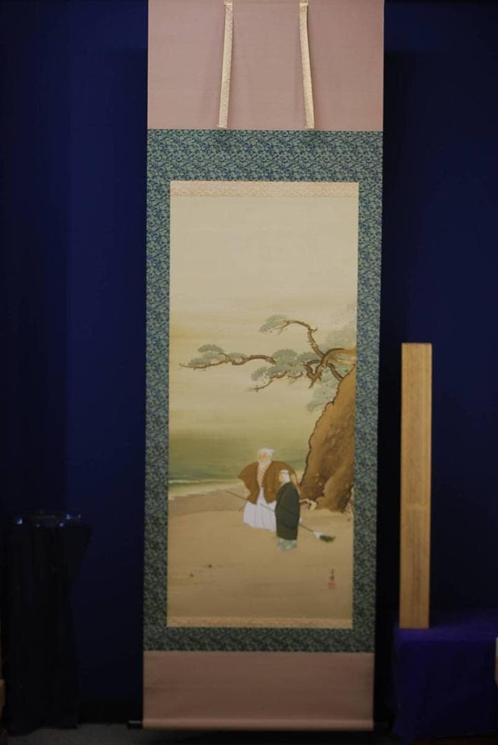 真作/金僊/高砂図/布袋屋掛軸HD-382