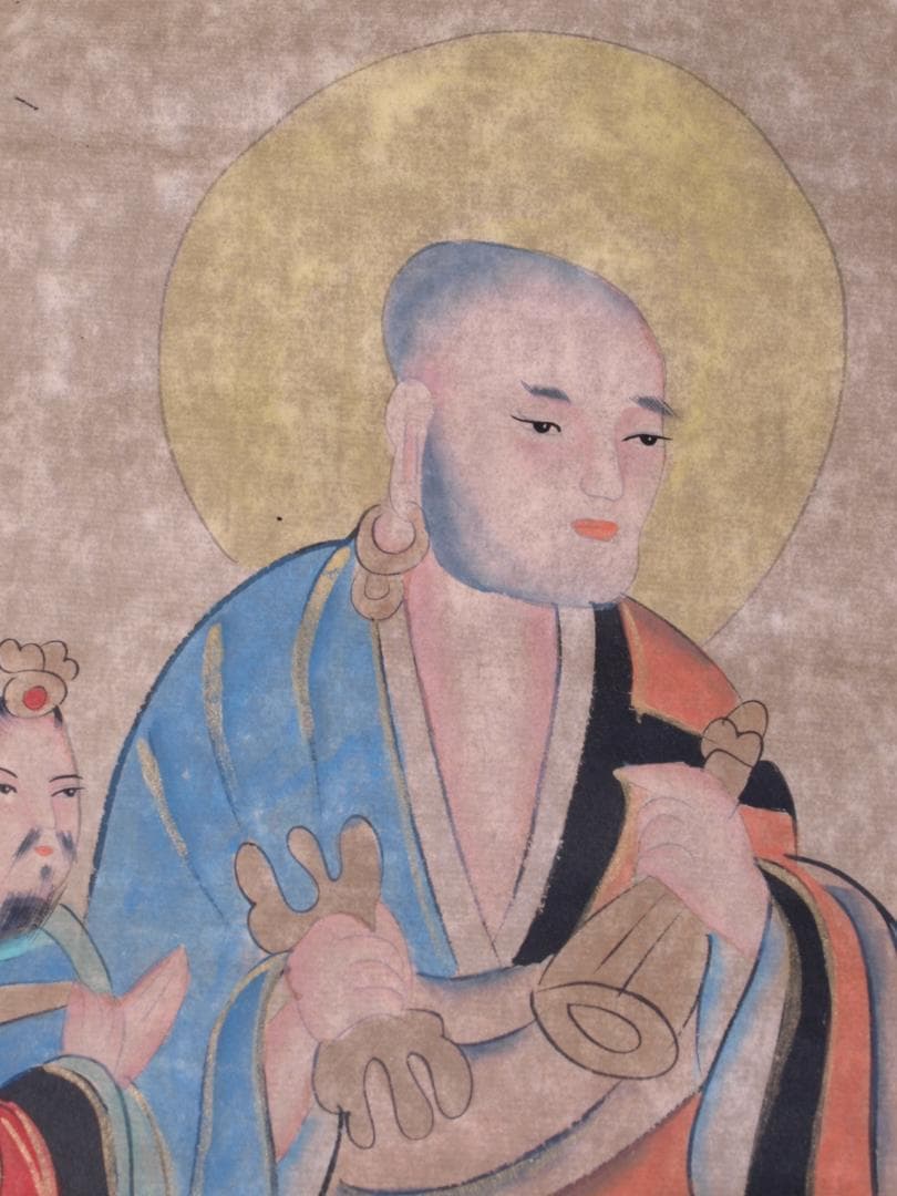 古民家整理品 中国清時代掛け軸 肉筆水彩絵 骨董品 唐物 R1700