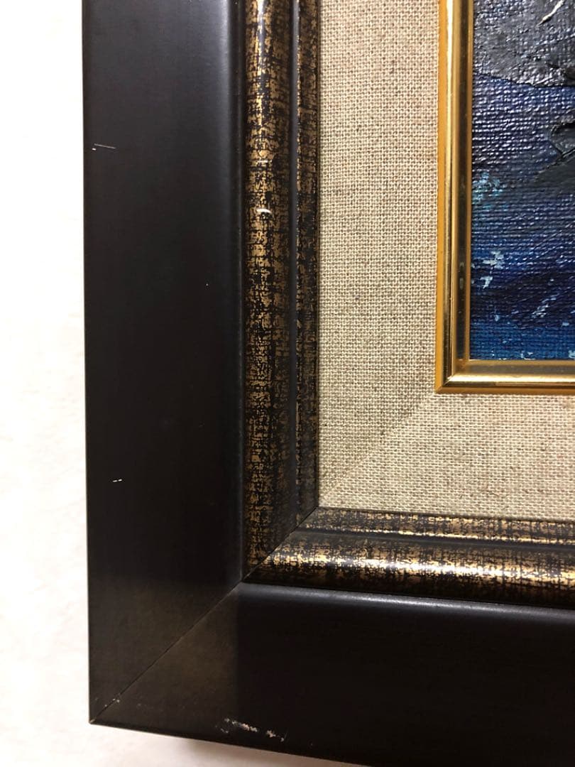 絵画 油絵 幻想的な 青富士 在銘 F10 時代