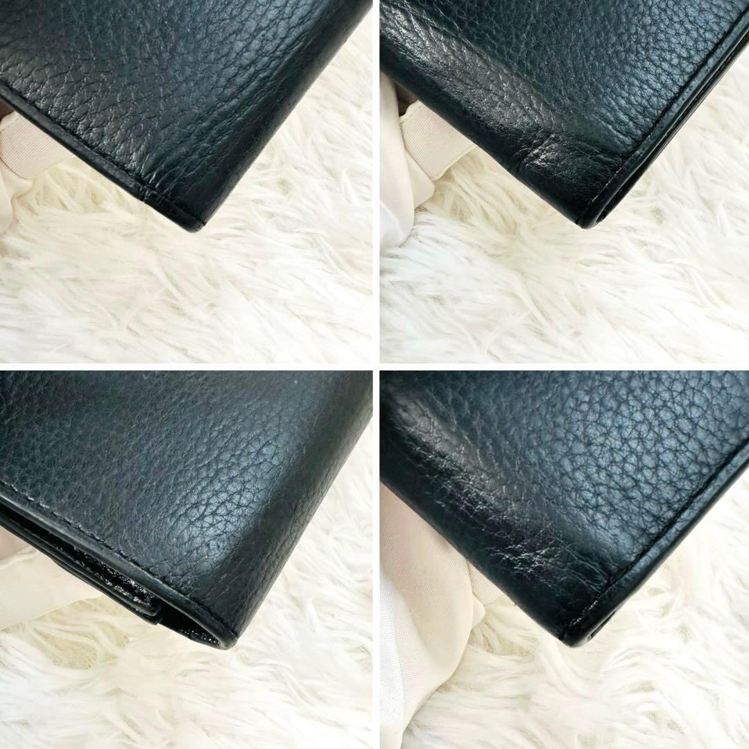 【美品】TORY BURCH 三つ折り財布 シボ革 黒