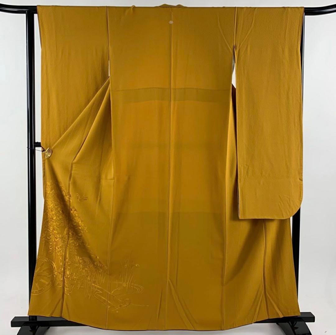 きらきらストーンからし色振袖】 振袖 からし色 シンプル