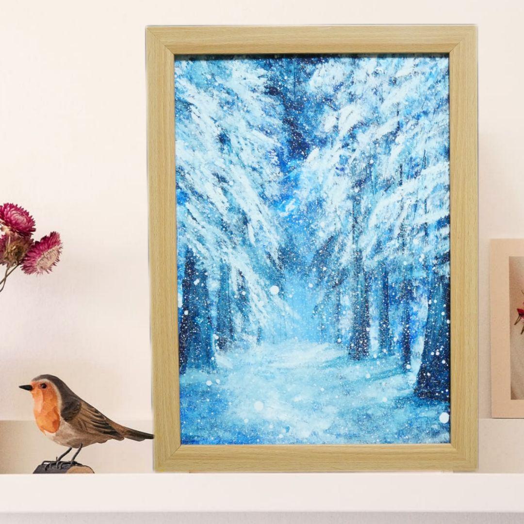 油絵 油彩 絵画 【森の冬】