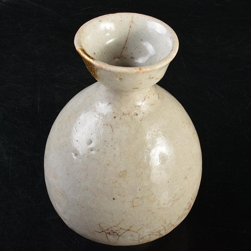 朝鮮美術　李朝　高麗白磁　徳利　金継ぎ直しあり　時代箱　M　R7479