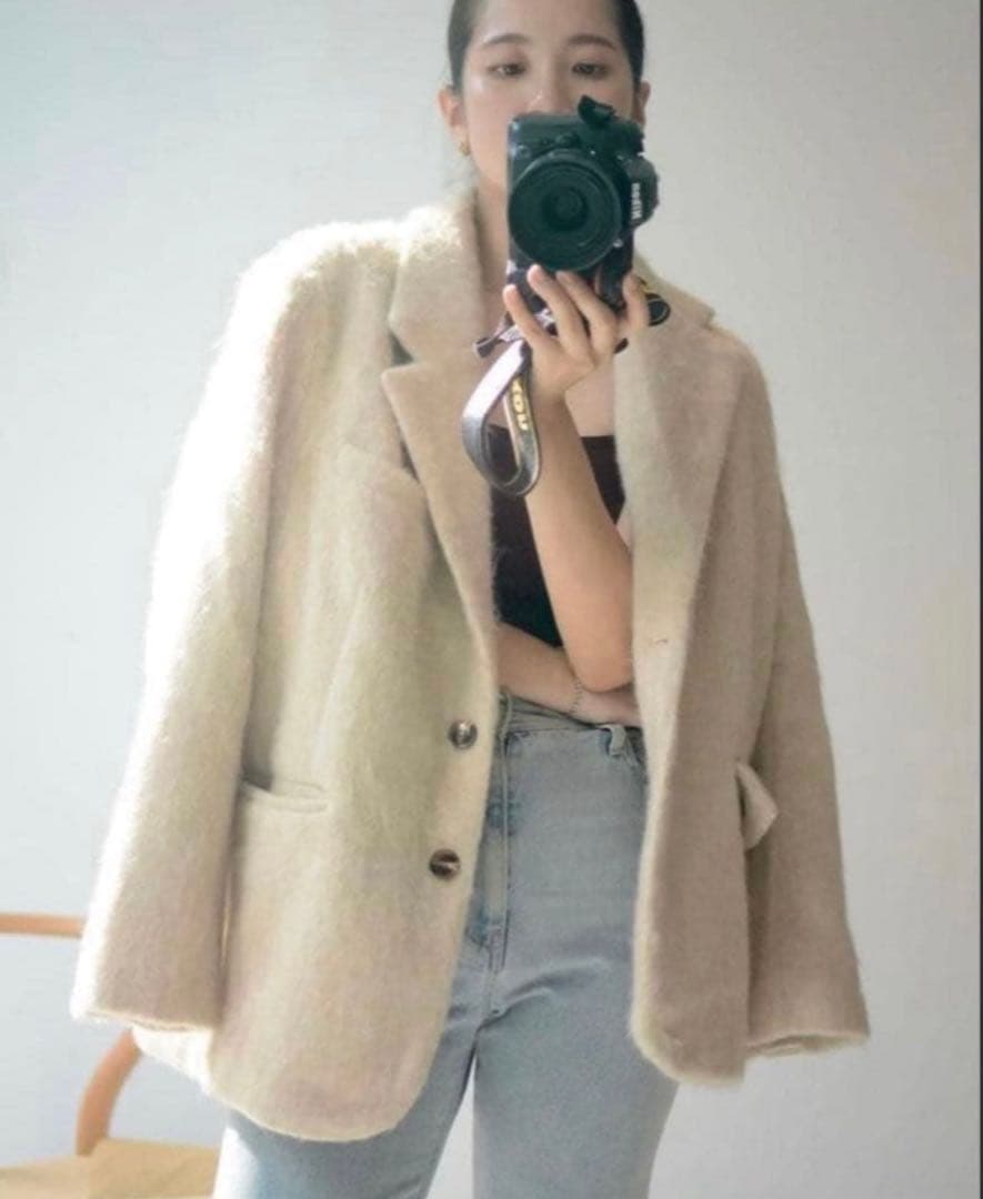 basement online モヘアシャギージャケットコート - メルカリ