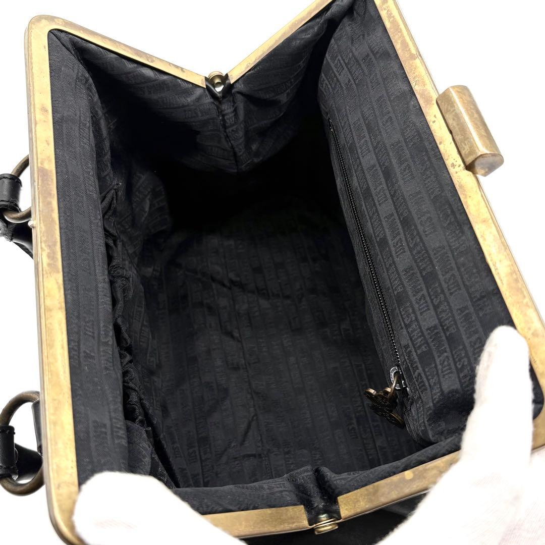 ANA SUI アナスイ がま口 ハンドバッグ レザー ブラック 蝶々