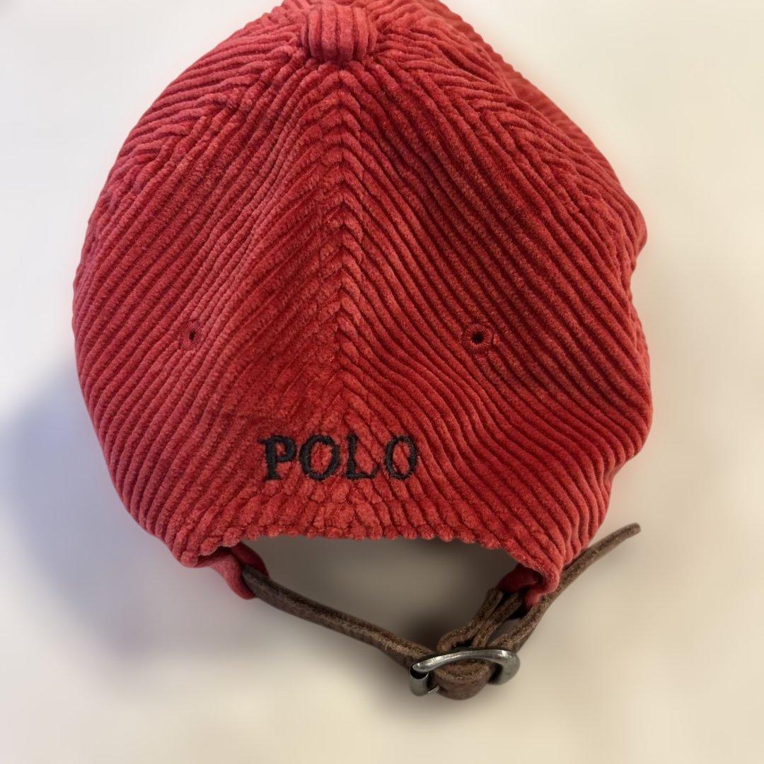 美品 90s ポロ ラルフローレン コーデュロイ キャップ 赤 ヴィンテージ