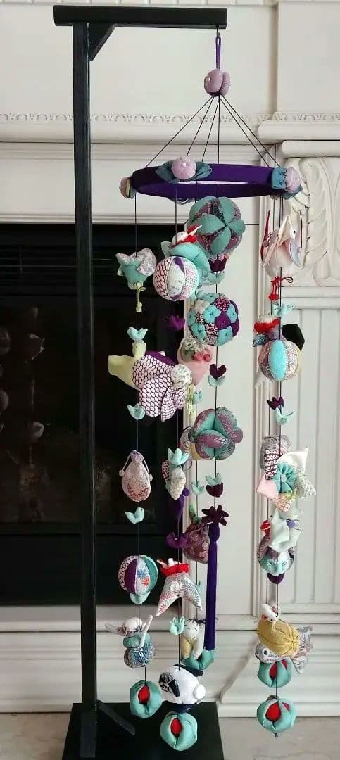 吊るし飾り　人気の紫色　ひな祭り　ハンドメイド　吊るし雛　ちりめん細工